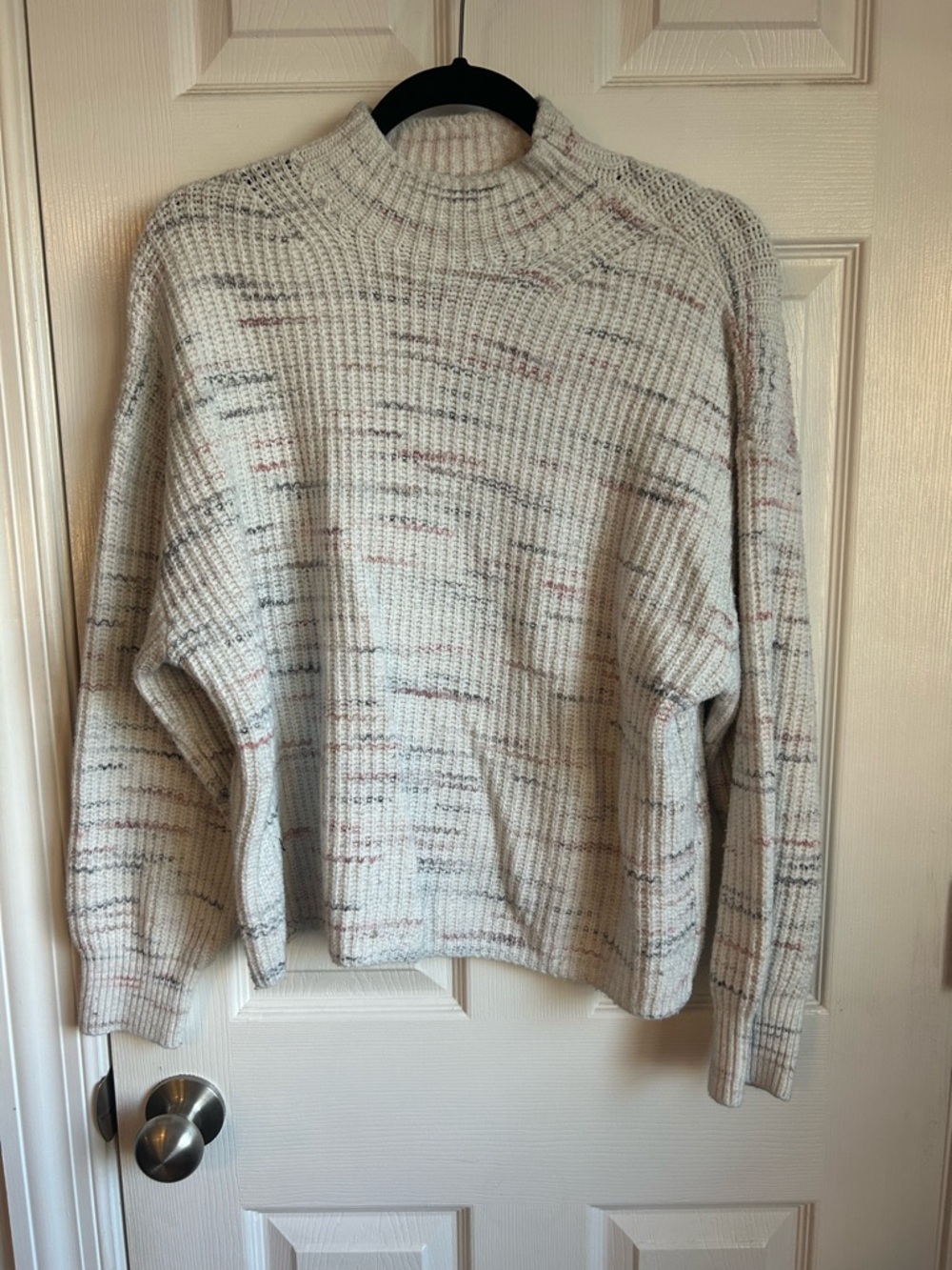 Old Navy Cream Marl Mock-Neck Sweater with Subtle Speckles